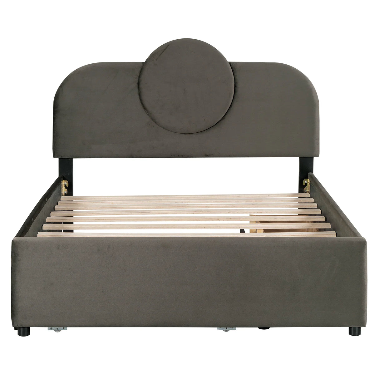Platform Bed Upholstered With Storage Drawers Trundle Gray - Furniture Home Direct