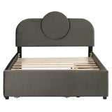 Platform Bed Upholstered With Storage Drawers Trundle Gray - Furniture Home Direct