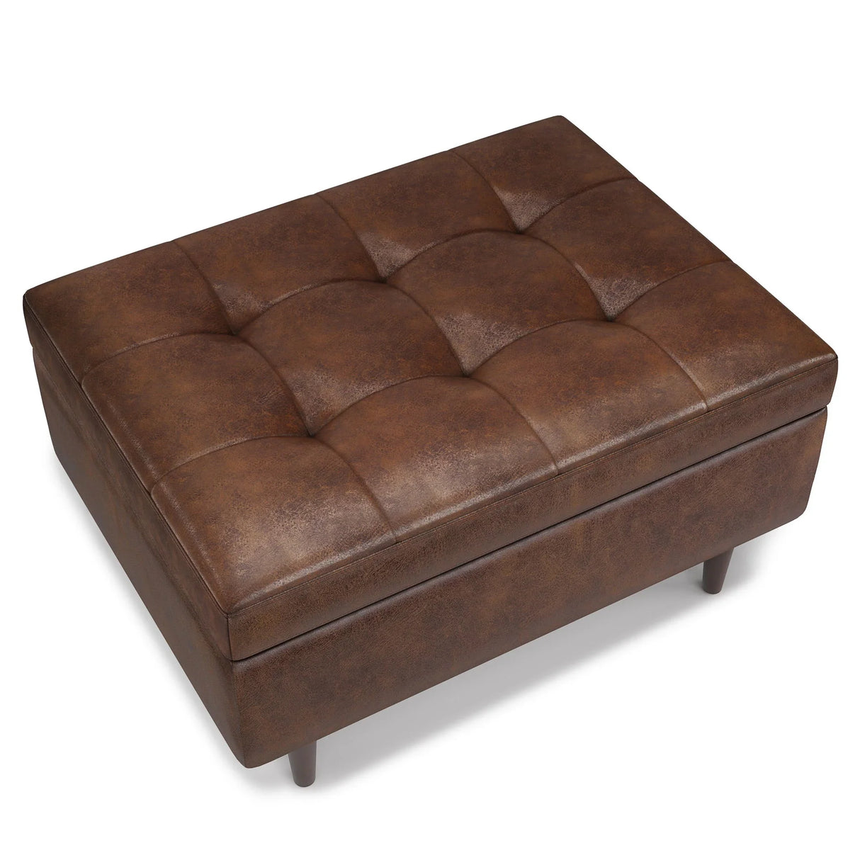Shay - Large Square Coffee Table Storage Ottoman Mid-Century Style - Furniture Home Direct