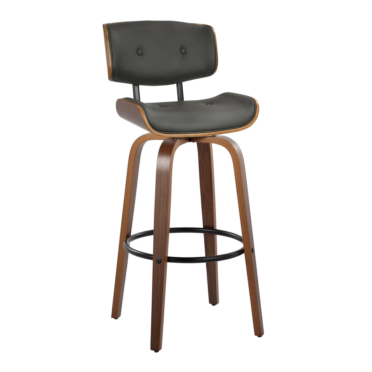 Lombardi - Mid-Century Modern Fixed Height Barstool With Swivel With Round Footrest (Set of 2) - Furniture Home Direct