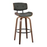 Lombardi - Mid-Century Modern Fixed Height Barstool With Swivel With Round Footrest (Set of 2) - Furniture Home Direct