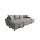 Sectional Sofa Convertible Pull-Out Bed With Storage Ottoman & USB Ports - Furniture Home Direct