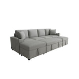 Sectional Sofa Convertible Pull-Out Bed With Storage Ottoman & USB Ports - Furniture Home Direct