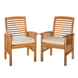 Modern 2 Piece Slat Back Patio Chairs With Cushions - Furniture Home Direct