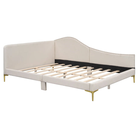 Upholstered Daybed With Headboard And Armrest, Support Legs - Furniture Home Direct