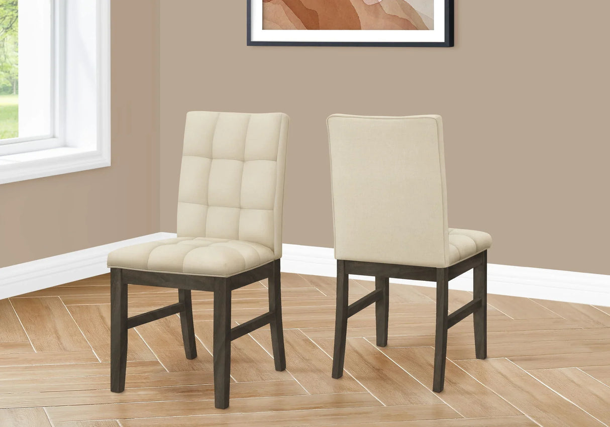Dining Chair, Upholstered, Dining Room, Transitional (Set of 2) - Cream - Furniture Home Direct