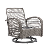 3 Piece Patio Conversation Set With Glass Coffee Table - Khaki - Furniture Home Direct