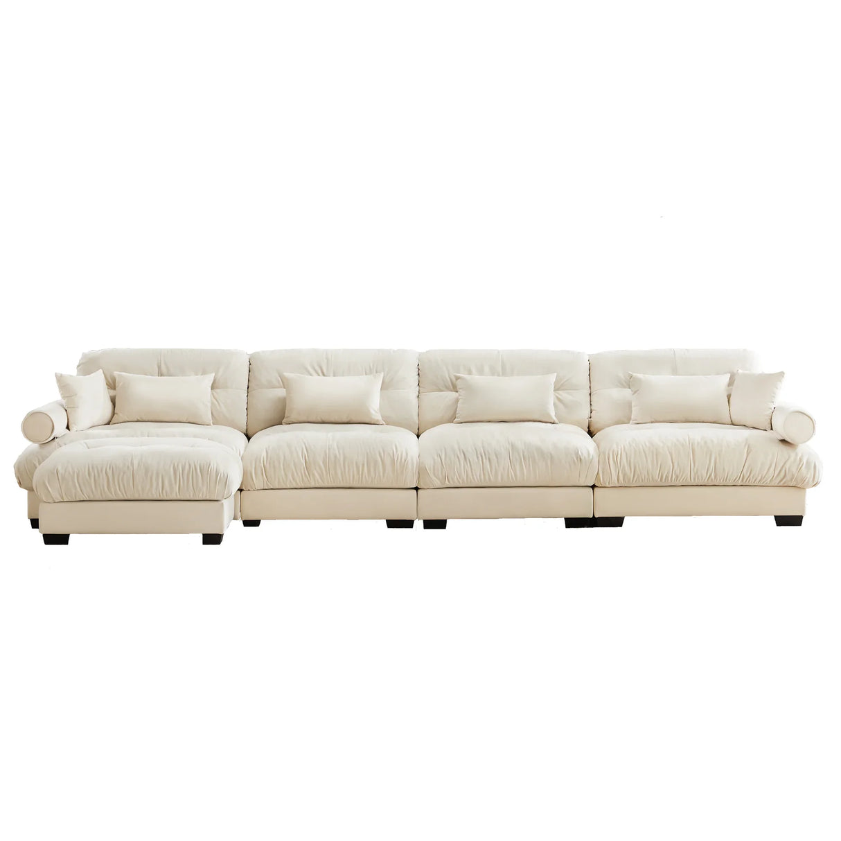 Deep Seating Oversized Modular Cloud Sofa With Waist Pillows and ottoman - Furniture Home Direct