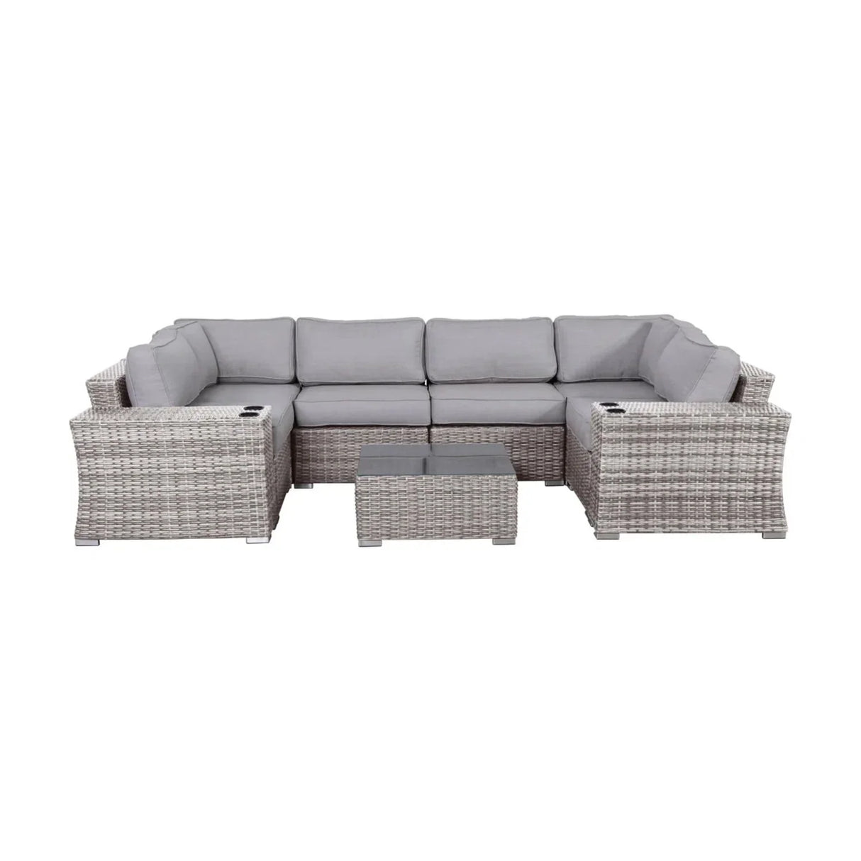 4 Person Patio Seating Set With Cushions, All Weather - Gray - Furniture Home Direct