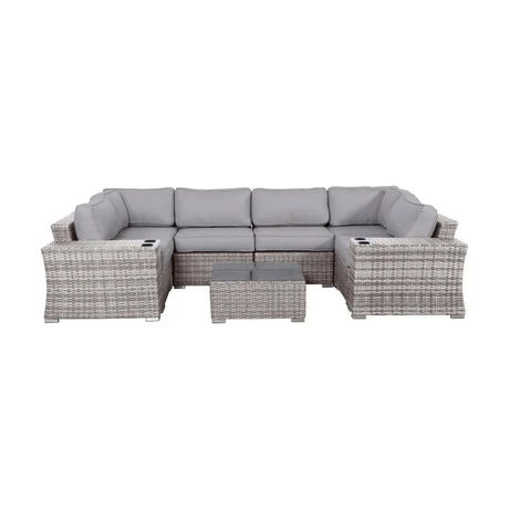 4 Person Patio Seating Set With Cushions, All Weather - Gray - Furniture Home Direct