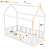Wood House Bed With Fence And Door - Furniture Home Direct