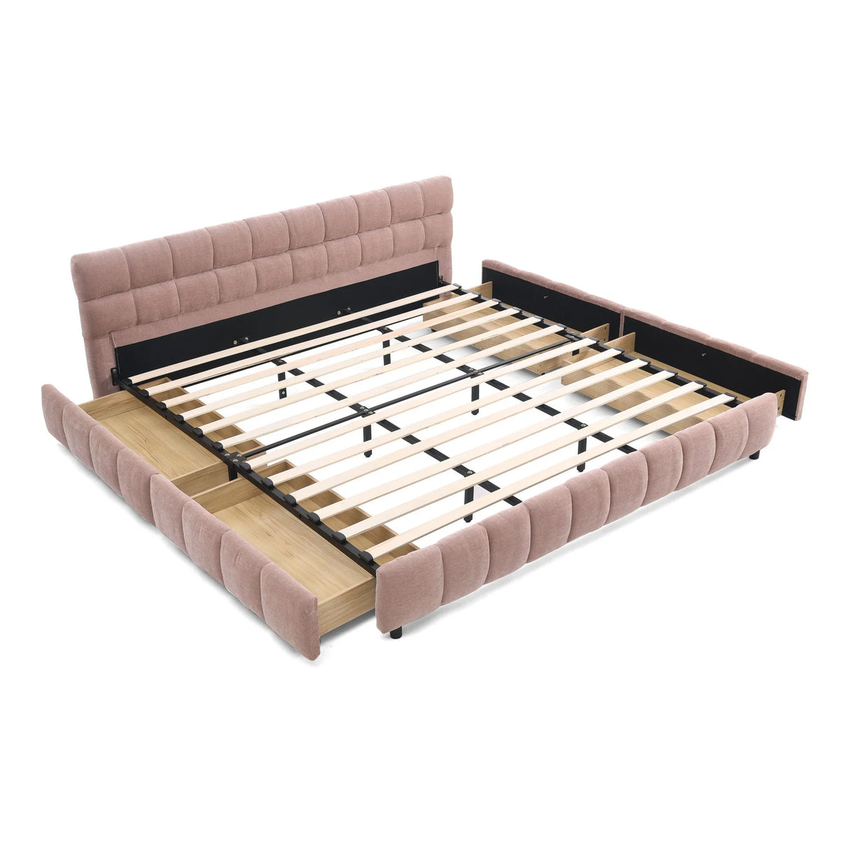 Modern Platform Bed Frame With Thick Chenille Fabric - Furniture Home Direct