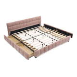 Modern Platform Bed Frame With Thick Chenille Fabric - Furniture Home Direct
