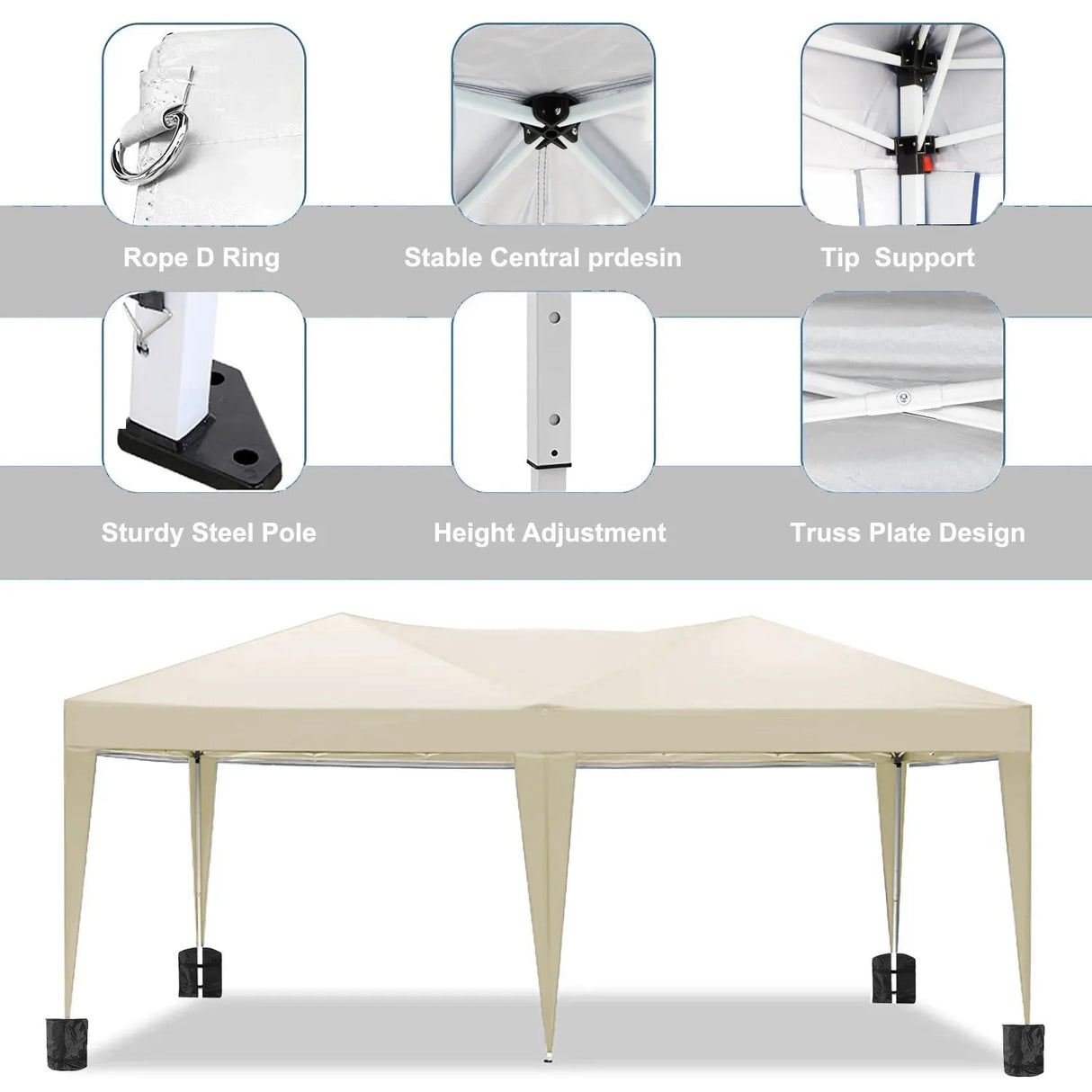 10'X20' Folding Canopy With 6 Removable Sidewalls Outdoor Event Shelter UPF 50+ Gazebo Portable Tents For Parties Beach Camping Wedding Ez Pop Up Canopy - Furniture Home Direct
