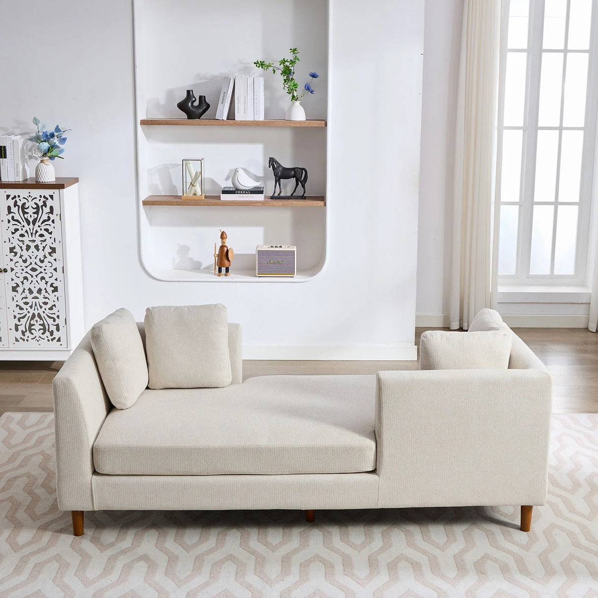 Wide Modern Double Sided Upholstered Chaise Lounge - Furniture Home Direct
