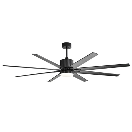 Ceiling Fan With 18W Dimmable Led Light Remote Control 8 Solid Wood Blades For Living Room - Black - Furniture Home Direct