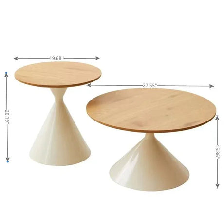 Round Coffee Table - Brown / White - Furniture Home Direct