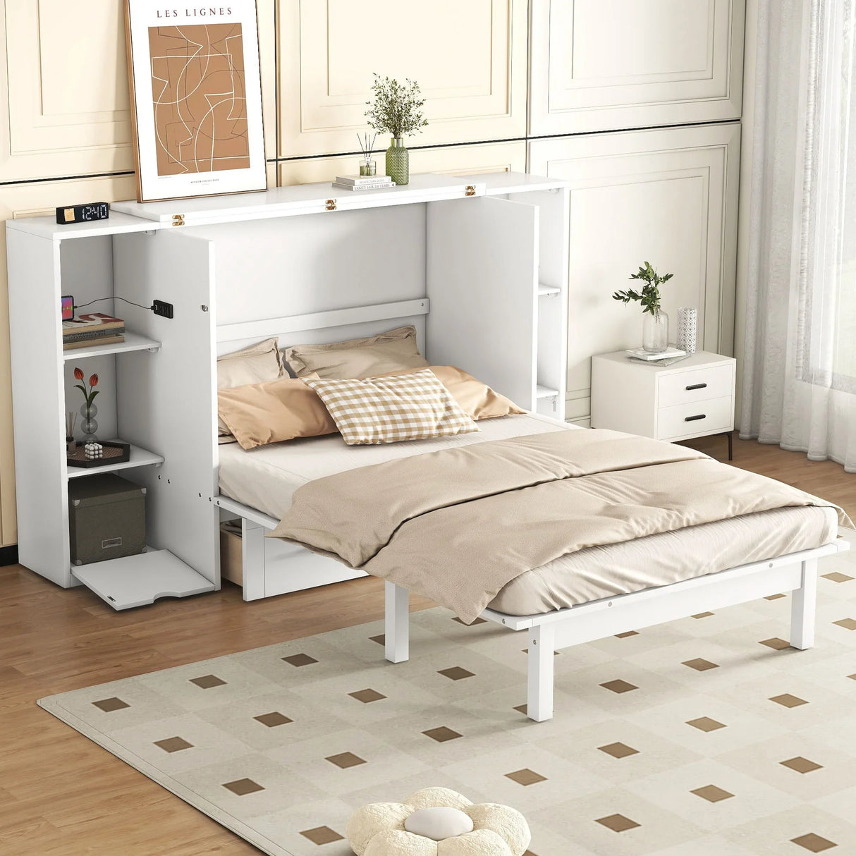 Murphy Bed With Shelves, Drawers And USB Ports - Furniture Home Direct