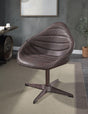 Pipino - Top Grain Leather Accent Chair With Swivel - Antique Ebony - Furniture Home Direct
