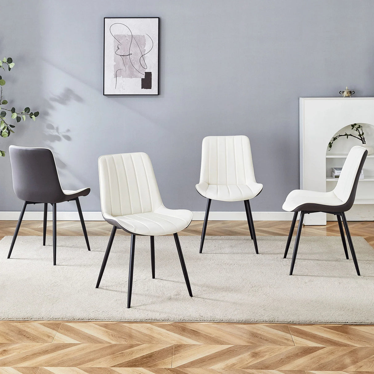 Modern Minimalist Dining Chair Set, Extended Seat Cushion - Furniture Home Direct