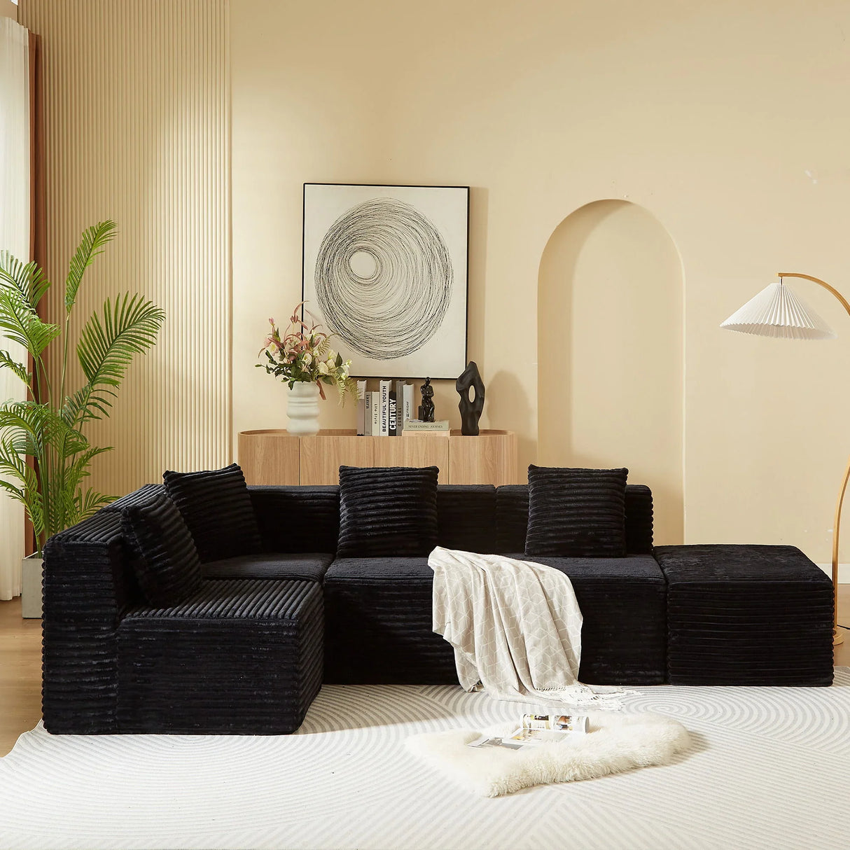 Modular Sectional Couches For Living Room With Deep Seat, L Shape Cloud Sofa Couch, High Density Memory Foam, Boneless Upholstered Couchesy - Black - Furniture Home Direct