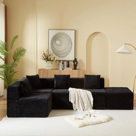 Modular Sectional Couches For Living Room With Deep Seat, L Shape Cloud Sofa Couch, High Density Memory Foam, Boneless Upholstered Couchesy - Black - Furniture Home Direct