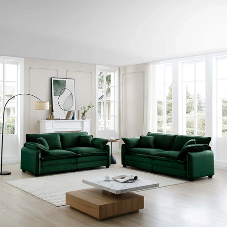 Corduroy 2 Piece Living Room Set - Green - Furniture Home Direct