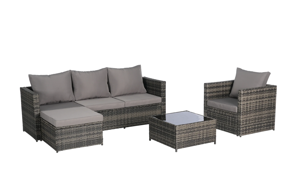 4 Piece Outdoor Sectional Set with Coffee Table - Furniture Home Direct