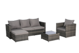 4 Piece Outdoor Sectional Set with Coffee Table - Furniture Home Direct