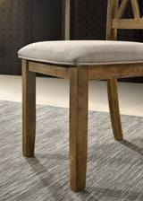 Dining Set Round Solid Wood Table Crossback Chairs Brown - Furniture Home Direct