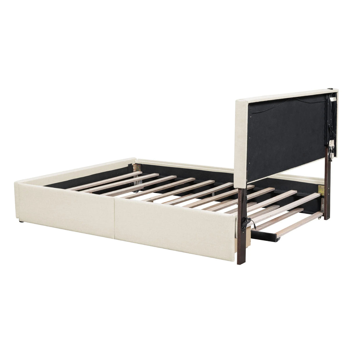 Upholstered Platform Bed With Trundle & Drawers - Furniture Home Direct
