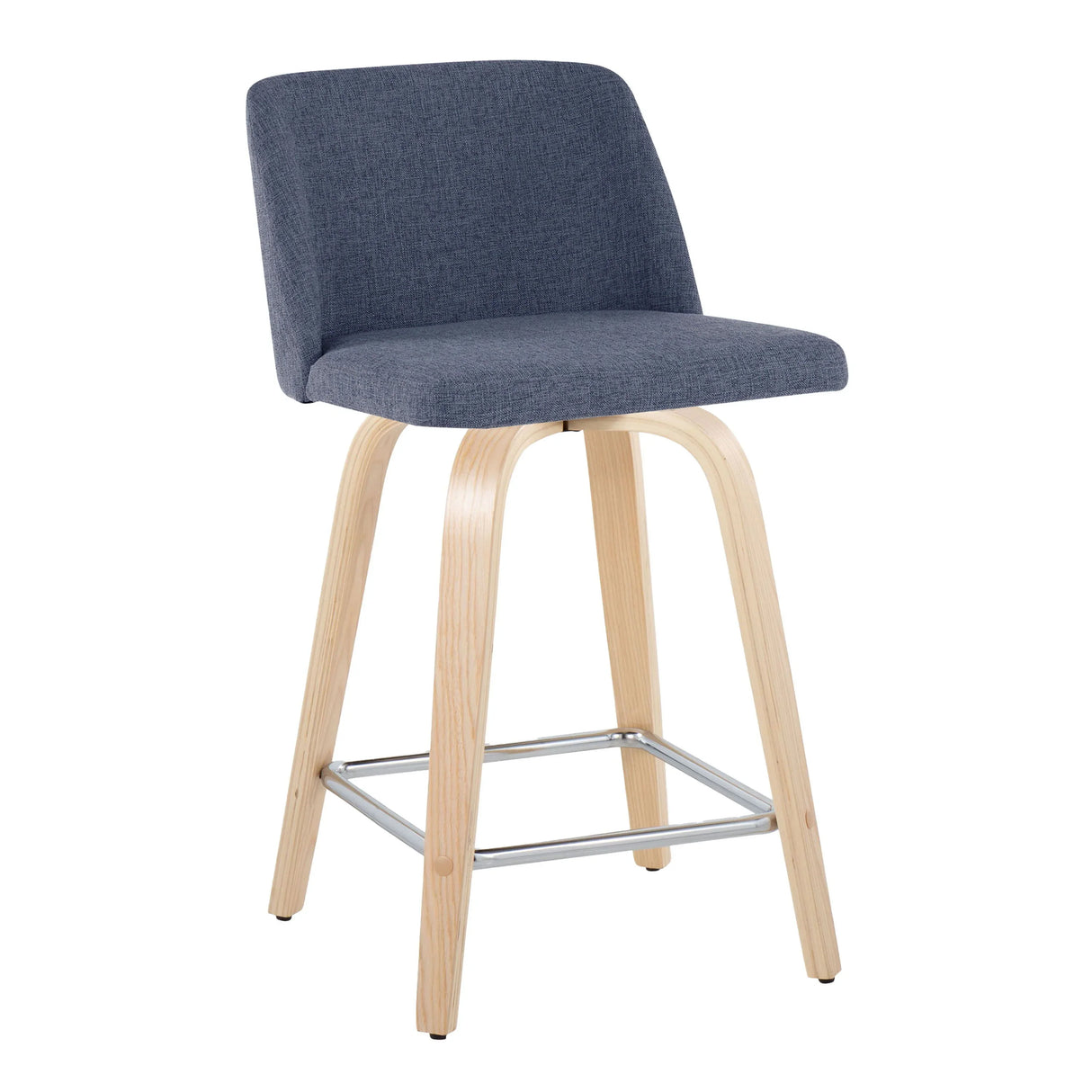 Toriano - Contemporary Fixed Height Counter Stool With Swivel With Square Footrest (Set of 2) - Furniture Home Direct