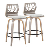 Folia - Contemporary Fixed Height Counter Stool With Swivel With Round Footrest (Set of 2) - Light Gray - Furniture Home Direct