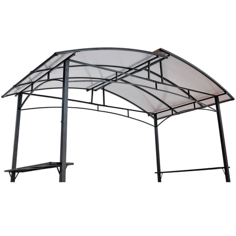 Grill Gazebo 8X5Ft, Outdoor Patio Canopy, Bbq Shelter With Steel Hardtop And Side Shelves - Black - Furniture Home Direct
