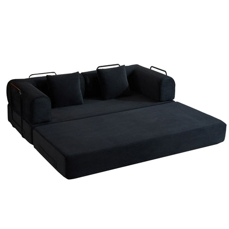 Convertible Sleeper Sofa Bed With Cylindrical Pillow, With Fixed Shape Frame - Furniture Home Direct