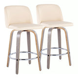 Toriano - Contemporary Fixed Height Counter Stool With Swivel & Round Footrest Modern Design (Set of 2) - Furniture Home Direct