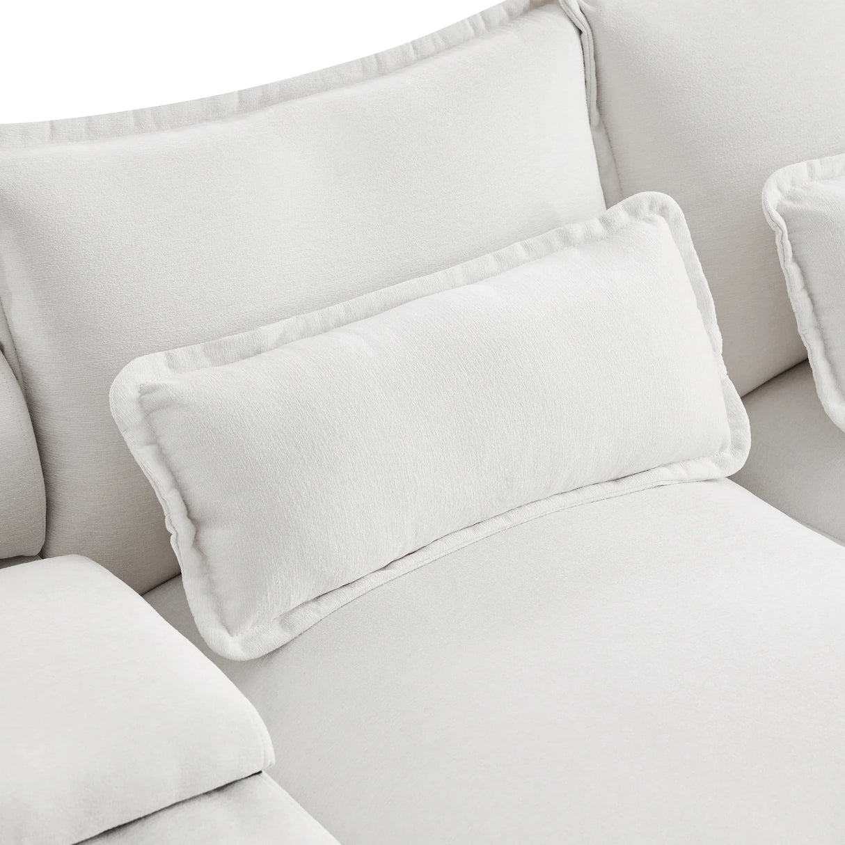 U Shaped Sectional Sofa With Console And Cupholders White - Furniture Home Direct