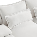 U Shaped Sectional Sofa With Console And Cupholders White - Furniture Home Direct