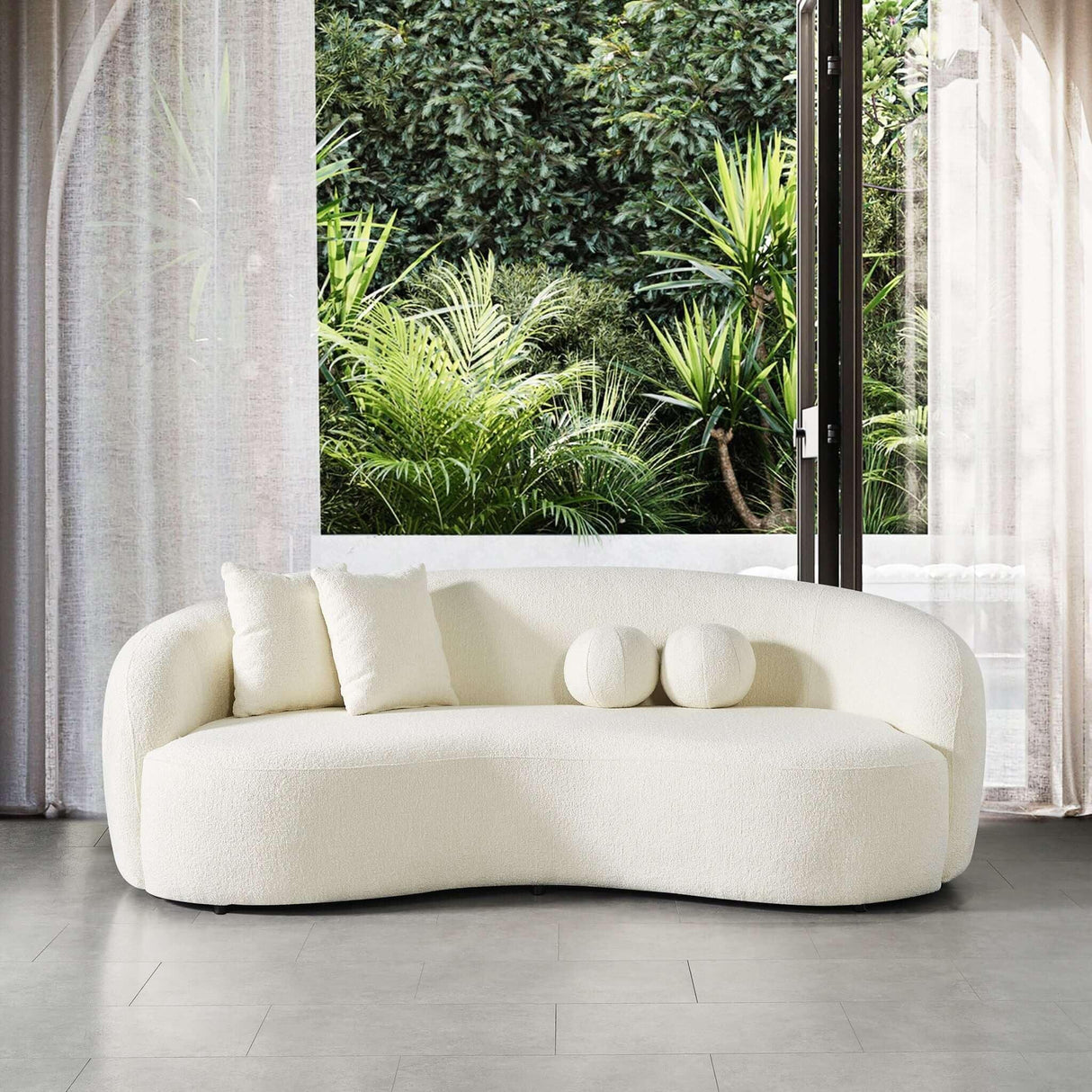 Drake - Japandi Style Curvy Boucle Sofa - Furniture Home Direct