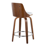 Gianna - Mid-Century Modern Fixed Height Stool With Swivel With Round Footrest (Set of 2) - Furniture Home Direct