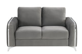 Wenona Gray Velvet 3Pcs Living Room Set (Sofa, Loveseat, Chair) - Furniture Home Direct