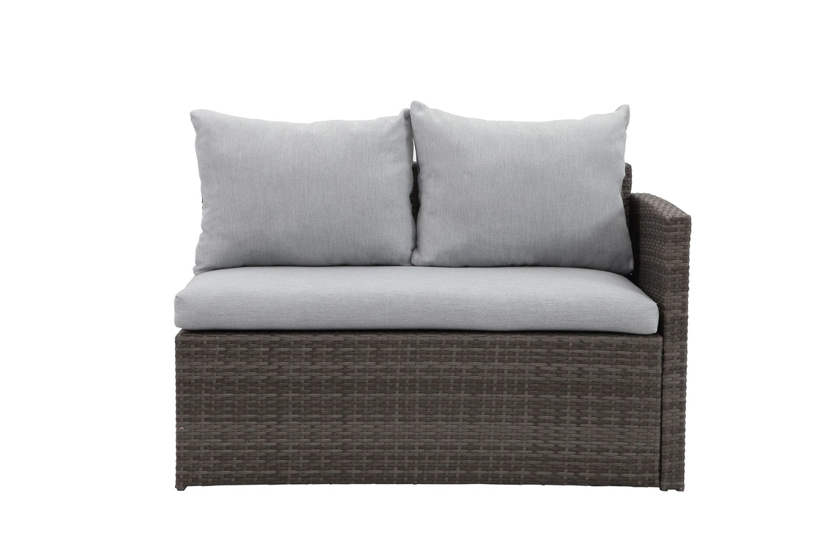 7-Piece Rattan Outdoor Sectional Set With Grey cushions - Furniture Home Direct