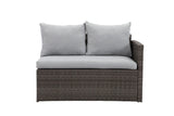 7-Piece Rattan Outdoor Sectional Set With Grey cushions - Furniture Home Direct