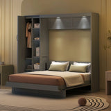 Murphy Wall Bed With Shelves, Wardrobe And LED Lights - Furniture Home Direct