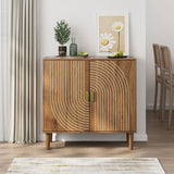 Buffet Cabinet With Line Groove Design, Sideboard Buffet Cabinet With Storage, Multifunctional Accent Cabinet For Living Room, Entryway, Hallway, Office, Kitchen - Brown - Furniture Home Direct