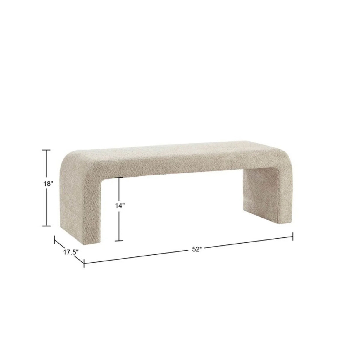 Modern Contemporary Boucle Waterfall Bench - Furniture Home Direct