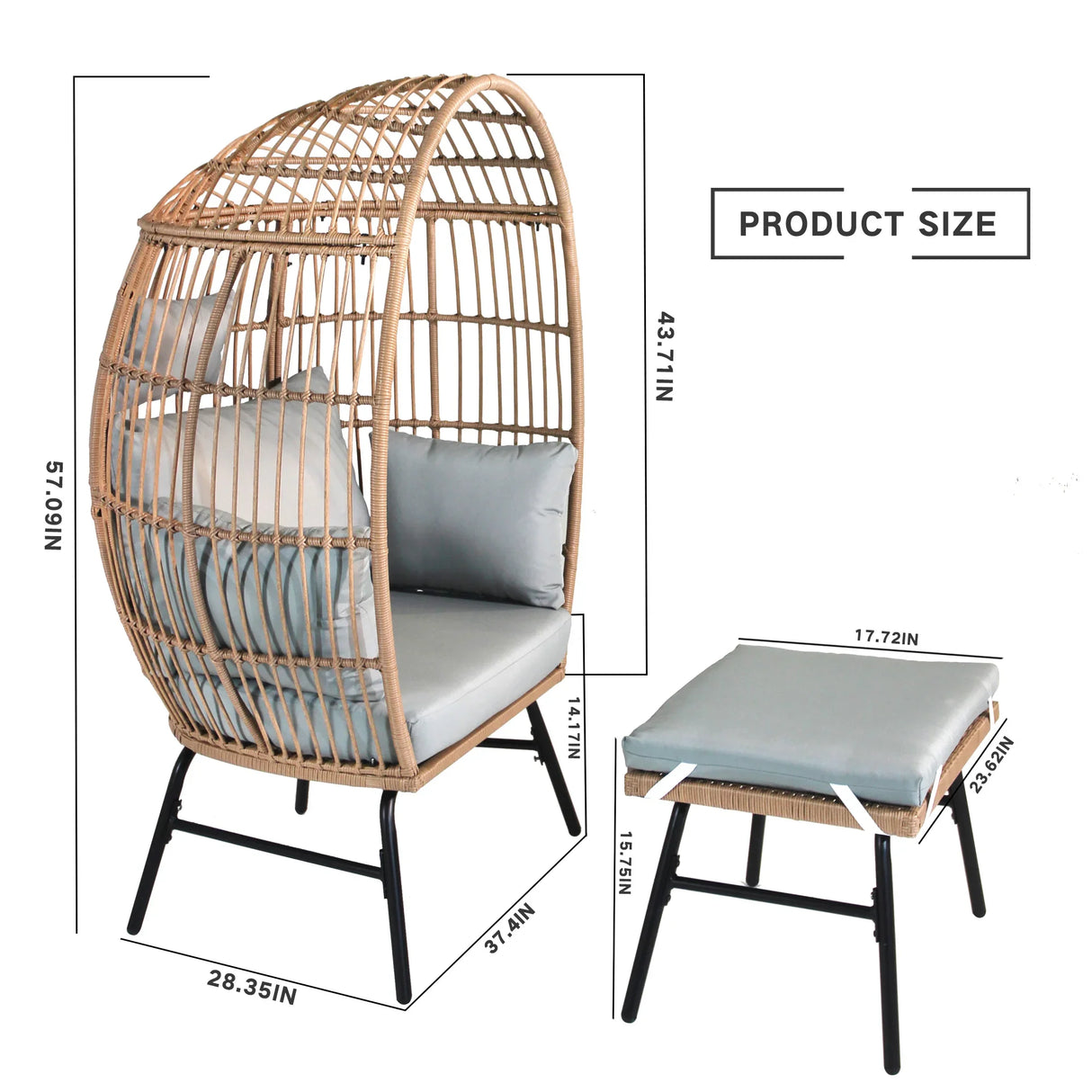 Outdoor Wicker Egg Chair And Footstool - Furniture Home Direct