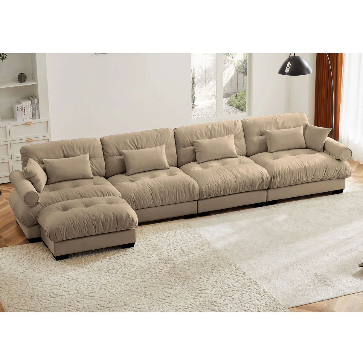 Super Comfort Oversized Modular Sectional Sofa With Movable Ottoman - Furniture Home Direct