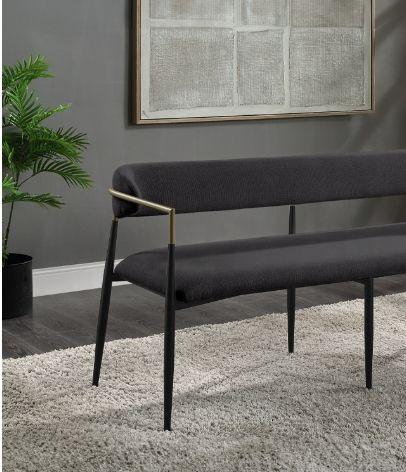 Jaramillo - Chenille Bench - Black - Furniture Home Direct