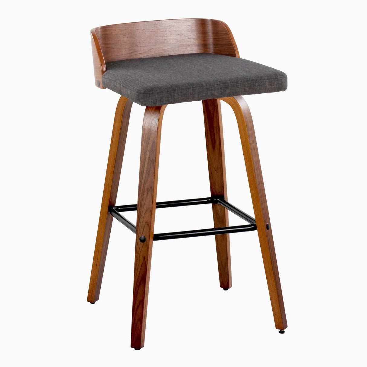 Maya - Mid Century Modern Fixed Height Barstool With Swivel And Square Footrest (Set of 2) - Furniture Home Direct